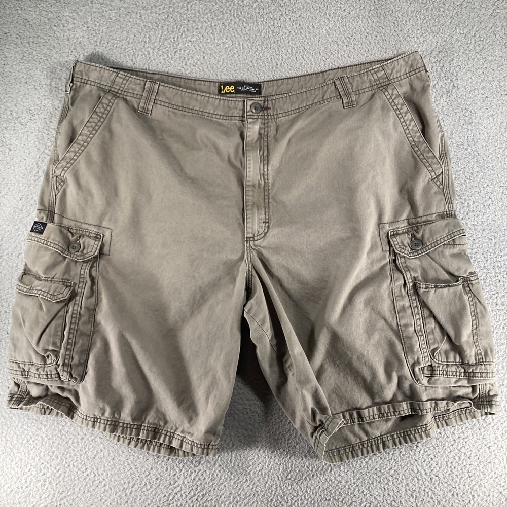 Lee Cargo Shorts Mens 48 Khaki Olive Brown Cotton Relaxed Fit Utility 2283317